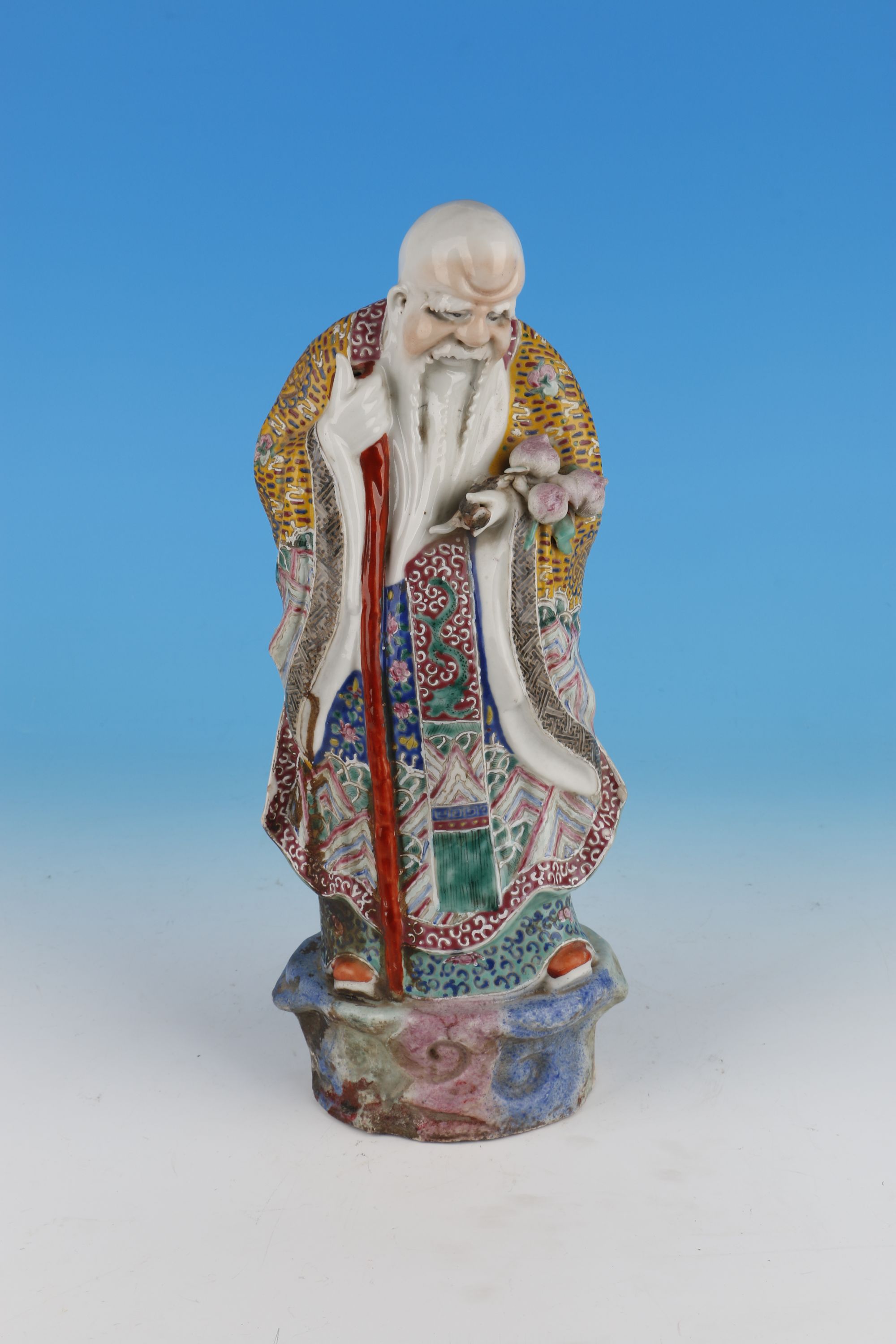 清粉彩寿星瓷像