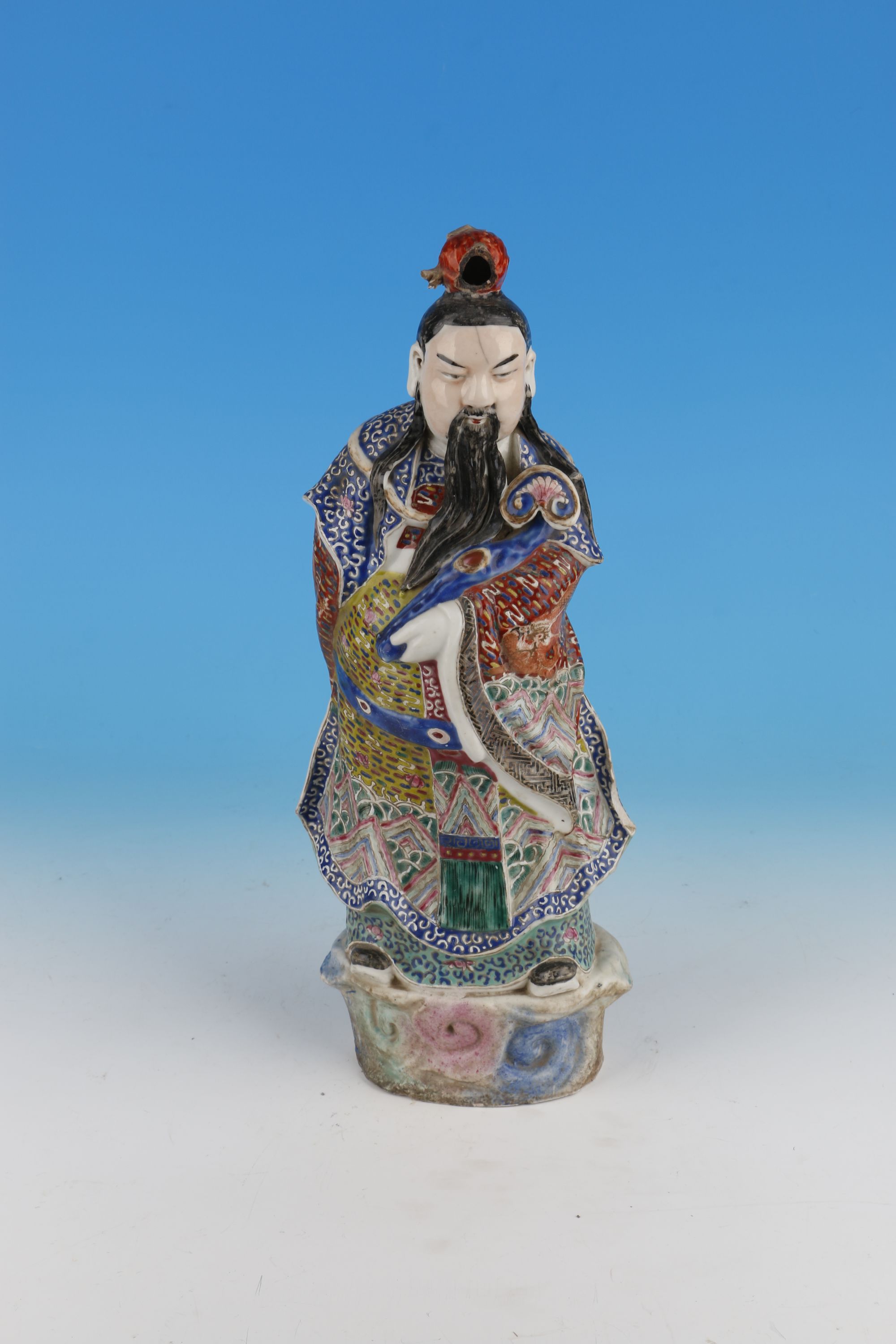 清粉彩禄星瓷像